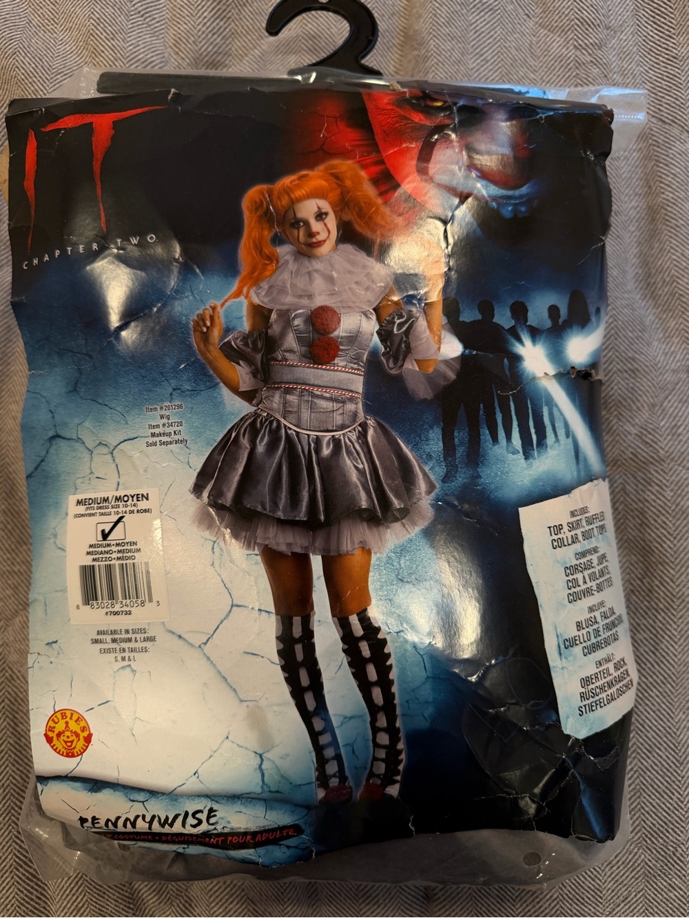 Pennywise Girl's Gray and White Halloween Costume - IT Chapter Two